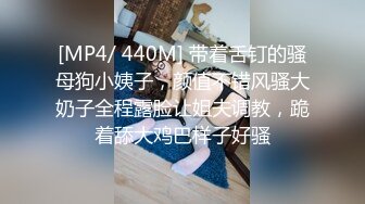 [MP4/ 440M] 带着舌钉的骚母狗小姨子，颜值不错风骚大奶子全程露脸让姐夫调教，跪着舔大鸡巴样子好骚